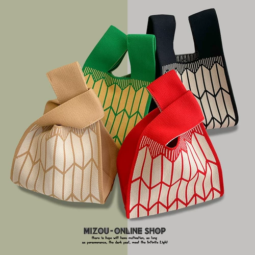 Портативная зеленая трикотажная сумка-органайзер для выхода на улицу, сумка на одно плечо, Южная Корея, принт