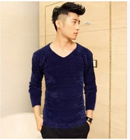 Синий свитер, V-образный вырез