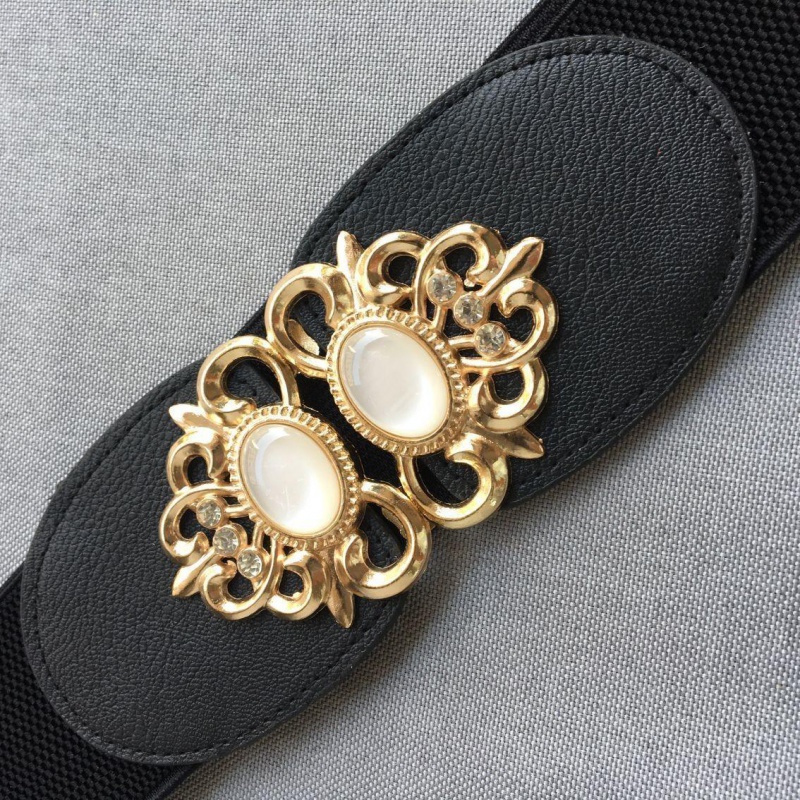 Cat Eye Black (About 6.5Cm)Lose money impulse Loose and tight belt Women Tightness elastic force Width Waistband female Dress Fine black belt