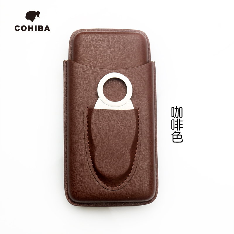 Coffeecohiba Cigar Portable case Cigar Leather case Cigar box travel Cigar cover Moisturizing sleeve 3 Support assembly Cohiba