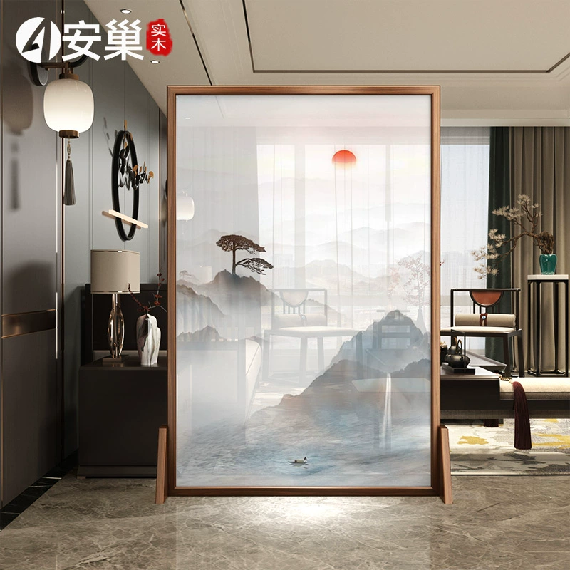Tùy chỉnh 
            mới phong cách Trung Quốc mực bức tranh phong cảnh lối vào gỗ nguyên khối lối vào phòng khách chặn phòng trà Zen sàn đứng đơn giản vách ngăn màn hình ghế vách ngăn phòng khách bằng gỗ đẹp 