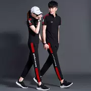 Parnex mùa hè cặp đôi thể thao phù hợp với nam quần áo thể thao ngắn tay Thời trang Hàn Quốc trang phục thể thao giản dị nữ ngắn - Thể thao sau