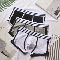 Трусы 帕耐克丝棉3条装男士内裤u凸潮男平角裤宽松四角裤男性感运动纯色