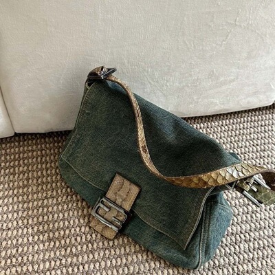 taobao agent Denim retro underarm bag, capacious one-shoulder bag, 2023 collection, for leisure