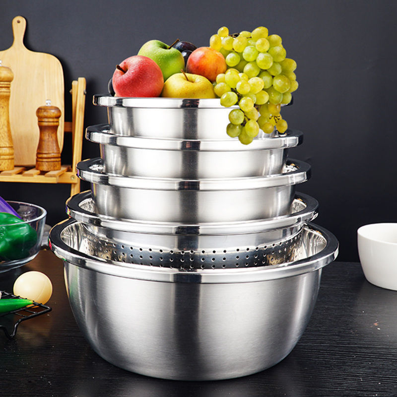 不锈钢盆汤盆汤碗菜盆子和面盆洗菜盆沥水篮碗家用大号大盆餐饮具