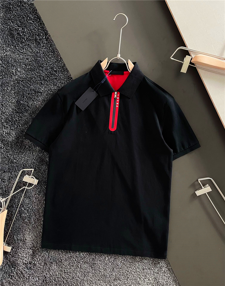 Black21 Szpradag summer new pattern Short sleeve classic Red bar zipper P family man business affairs Lapel T-shirt Polo shirt