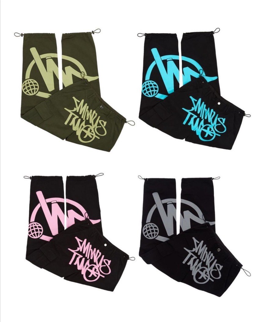 Minustwo cargos printed and spliced cargo pants trendy casual high street trousers ins super hot and versatile af1