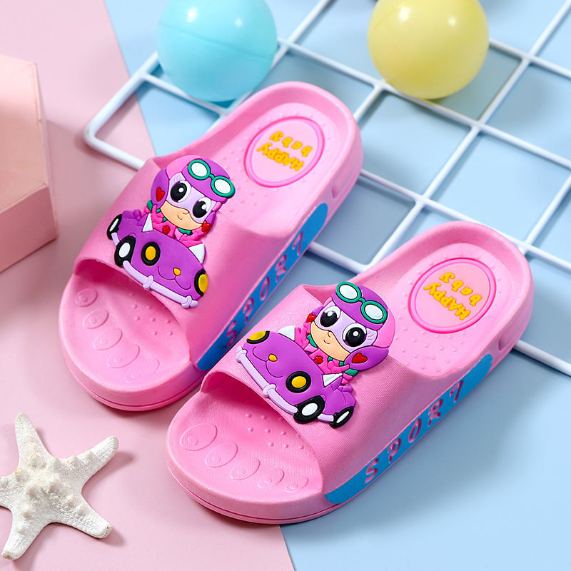 Racing Driver & Pinkchildren slipper Boy slipper Autumn and winter summer Eldest child sandals  At home girl Shower Room take a shower non-slip Sandals male
