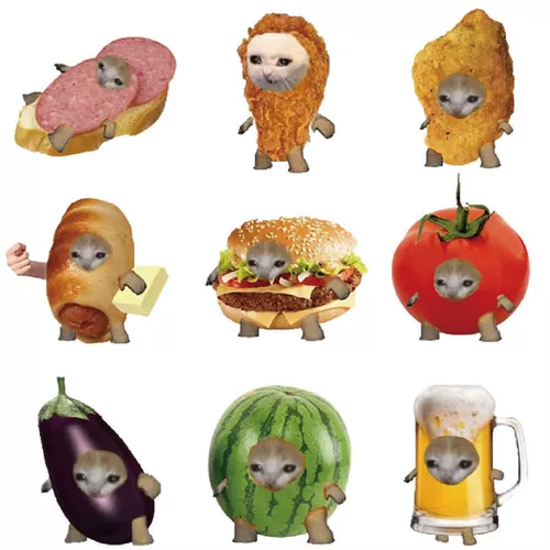 Друзья счастливого кота в Интернете, банан, корм для кошек, наклейки для кошек-призраков, кошек, котят, 69 штук