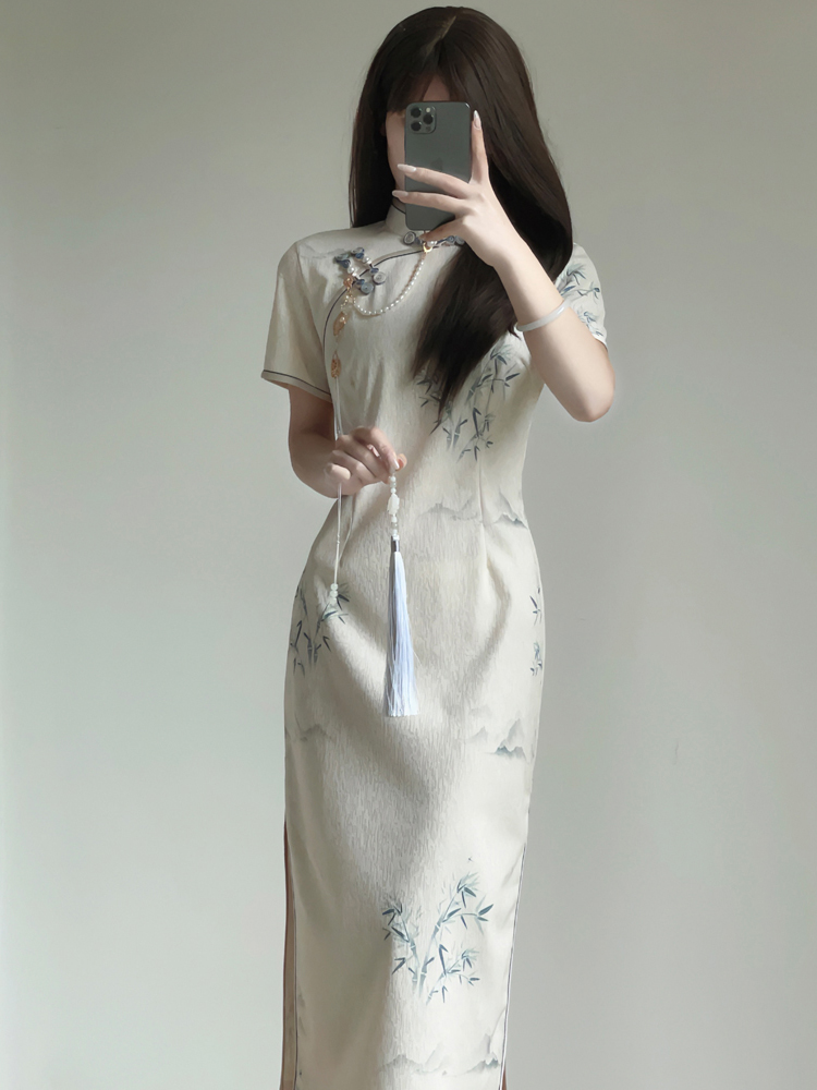 Retro summer cheongsam, lightweight long dress, skirt, light style