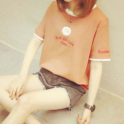 夏季韩版短袖t恤女学生新款原宿初中生女装宽松大码体恤半袖上衣