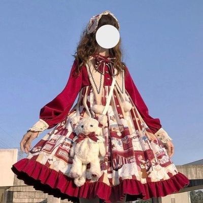 taobao agent Demi-season cute small princess costume, dress with sleeves, Lolita style, Lolita OP, long sleeve