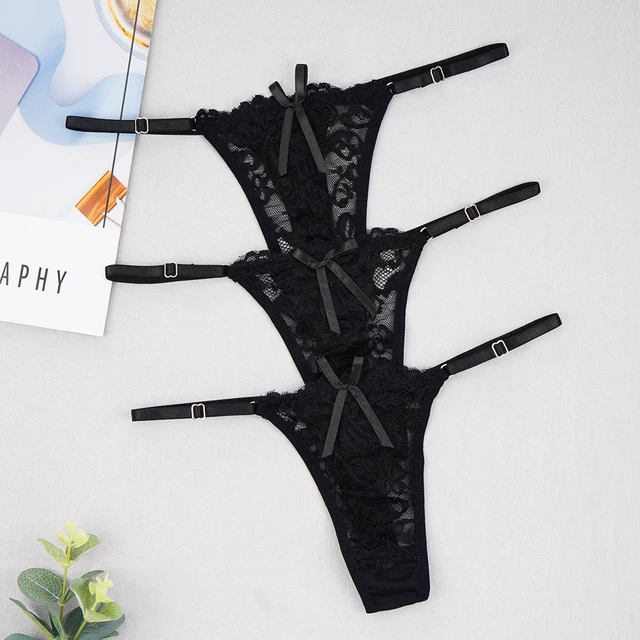 3 шт./набор женщины sexy thong трусики кружевные прозрачные