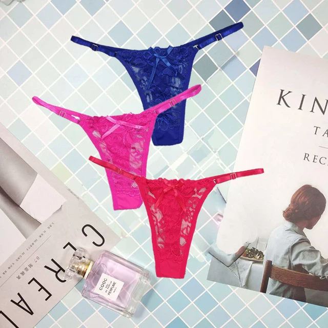 3 шт./набор женщины sexy thong трусики кружевные прозрачные