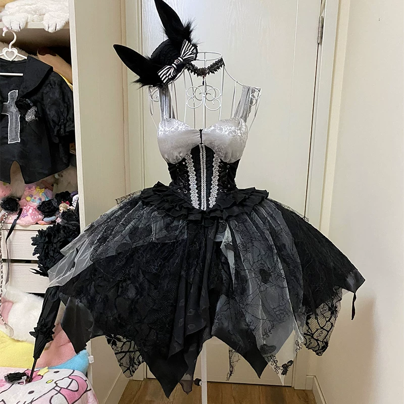 Оригинальный дизайн Tuxue Meow клетка священник готическая Лолита тёмная юбка-платье с ярджа