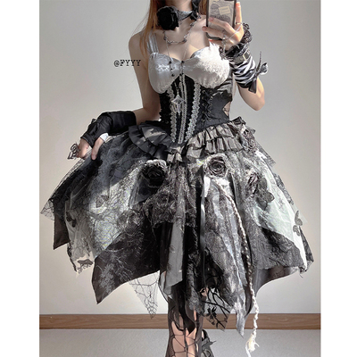taobao agent Second Regiment [deposit] Steel meow original design priest Gothic Lolita dark jsk skirt
