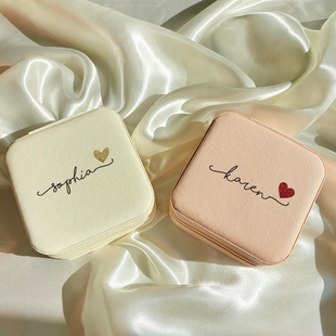 Personalized Jewelry Boxes Travel Jewelry Case with Name Mot