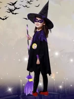 Halloween Trẻ Em Trang Phục Cô Gái Phù Thủy Nhỏ Mũ Trang Phục Hóa Trang + Áo Cho Bé Trang Phục Hóa Trang nhân vật halloween