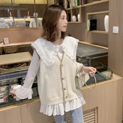 Áo sơ mi nữ mùa thu 2019 mới của Han Fan dài tay với áo vest dệt kim - Áo sơ mi
