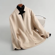 Áo khoác len hai mặt Áo len ngắn nữ phiên bản Hàn Quốc màu đơn giản 2018 Sản phẩm mới xuân hè - Áo len lót đôi