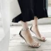 2018 mới trong suốt sandal miệng cá nữ mùa hè khóa từ gợi cảm với dày với giày cao gót đơn giản pha lê châu Âu và Mỹ giày sandal nữ Vento Sandal