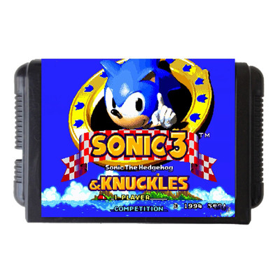 MD Sega Game Card Black Card 16 -битная карта Rand Speed ​​Boys 3 Hedgehog Sonic 3 Classic Double Pass