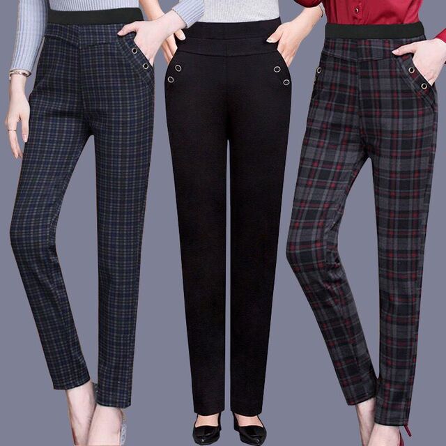 中年妈妈裤子春秋休闲裤显瘦小脚直筒女长裤