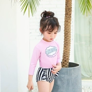 Hàn Quốc dễ thương dài tay nhỏ và vừa trinh em bé quần cao eo quần chống nắng trẻ em đồ bơi cô gái catwalk đồ bơi - Bộ đồ bơi của Kid