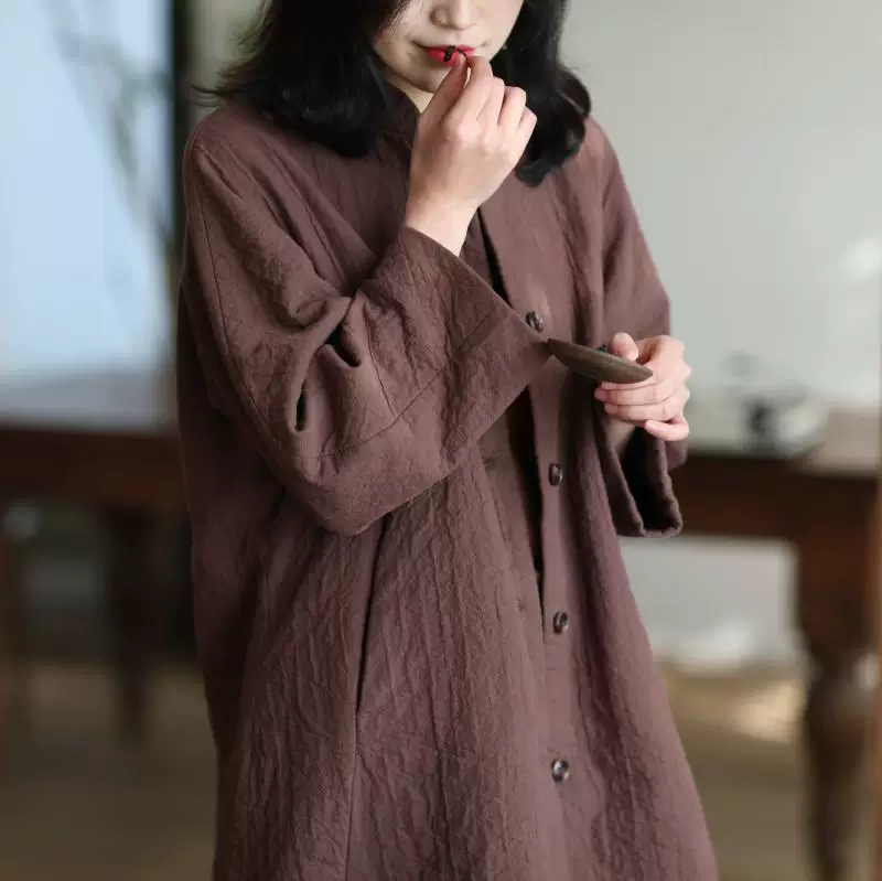 大拙 Retro classic trench coat, mid length, high-quality style, bright catchy style