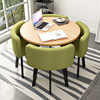 Water Quarter round table+green cloth chair 4 chair 4 chairs