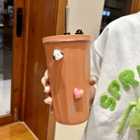 Оранжевая трубочка, щеточка, 600 мл, 3D