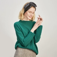 33 đặc biệt nghệ thuật đơn giản retro len ấm cashmere ba màu xoắn lỗ dải đầu vòng cổ đan áo len áo len nữ đẹp 2021