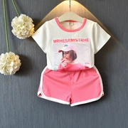 Quần áo trẻ em hè 2019 phiên bản Hàn Quốc mới của bé gái hoạt hình vá vá in hình hai mảnh phù hợp với thủy triều - Khác