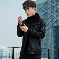 Mùa thu và mùa đông da nam size nhỏ Slim s code fur one pu leather jacket male xs small Slim đẹp trai áo khoác da áo phao lông vũ nam