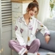 Người Nam Cực đồ ngủ phụ nữ mùa xuân và mùa thu cotton dài tay hoạt hình cộng với kích thước mùa thu và mô hình mùa đông ít phụ nữ dịch vụ nhà mỏng phù hợp - Bộ Pajama