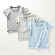 Kiểm soát sọc cổ điển! Summer Boy Baby Cotton Đan co giãn Lớn Slim Dài tay ngắn T-shirt Áo tay áo