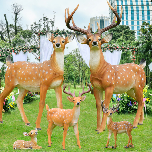 Стекло, сталь Скульптура оленей моделирование пятнистый олень на открытом воздухе сад Сад сад газон земля пейзаж декоративный Эскиз украшение