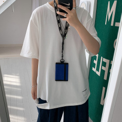 Summer short sleeve t-shirt men's loose ins Hong Kong style student casual versatile top trend hole 5-sleeve T-shirt trend