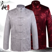 Nam dài tay áo sơ mi trong người già Tang phù hợp với nam giới mùa hè mùa xuân và mùa thu lụa Trung Quốc trang phục dân tộc áo XL
