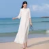 Mùa hè 2020 mới retro phong cách Trung Quốc ramie cải tiến váy sườn xám quốc gia và vải lanh Dịch vụ trà Zen của phụ nữ - váy đầm váy đầm