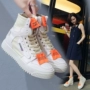 Nhỏ màu trắng giày nữ mùa xuân năm 2018 mùa hè mới cao để giúp sneakers phụ nữ đáy dày giày hoang dã ins siêu giày lửa giày sneaker cổ cao nữ