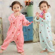 Pyjama trẻ em của mảnh cậu bé lớn bé gái bé áo trẻ con dài tay hai chiều dây kéo mùa thu và mùa đông hô nhung tracksuit