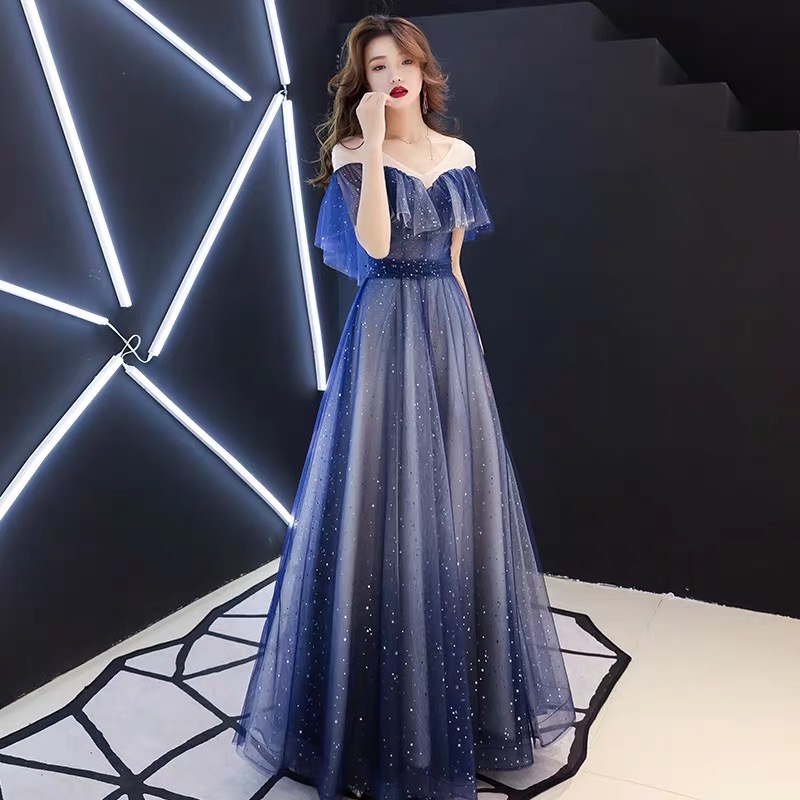 Evening dress, skirt, long starry sky for elementary school students, maxi length