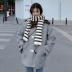 Mùa thu 2018 mới Hàn Quốc phiên bản dài buông tha hoang dã dài tay khóa sừng áo khoác len áo khoác nữ áo phao nữ dáng dài Trung bình và dài Coat