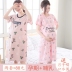 Mùa hè phụ nữ mang thai ngắn tay nightdress phần mỏng cho con bú tháng quần áo mùa hè lỏng kích thước lớn sau sinh ăn đồ ngủ váy cotton Đêm đầm