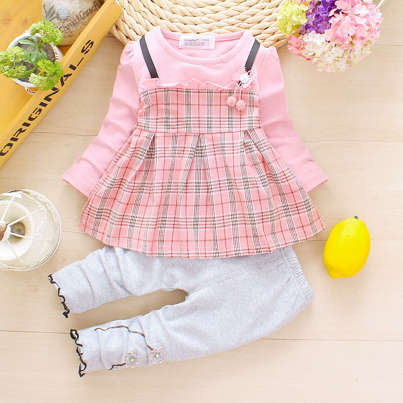 Quần áo bé gái kiểu ngoại quốc 0 Bộ đồ mùa thu cho bé gái 1 Phiên bản Hàn Quốc 2 Quần áo trẻ em 3 tuổi mùa xuân và Bộ đồ hai dây mùa thu công chúa - Phù hợp với trẻ em