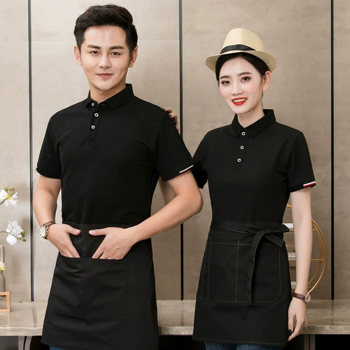 Летняя черная хлопковая футболка polo для работы подходит для мужчин и женщин, делается под заказ