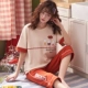 Bộ đồ ngủ mùa hè dành cho nữ của Hàn Quốc Sinh viên tươi mát Phần mỏng Tay áo ngắn Quần cắt đơn giản Bộ đồ mặc nhà đơn giản - Giống cái