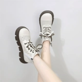 Martens, белые тонкие дышащие туфли для кожаной обуви, высокие короткие сапоги на платформе, коллекция 2023, из натуральной кожи, большой размер