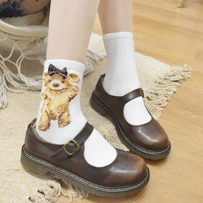 taobao agent Japanese cute retro soft socks, with little bears, Korean style, Lolita style